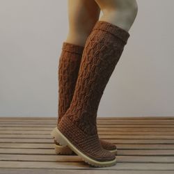 Crochet boots womens Knee high boots Knitted boots Snow boots women