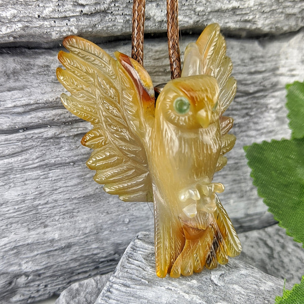 carnelian owl pendant