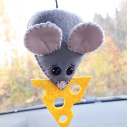 Felt mouse, Rat plush, Pet ornament, Rat gift, Car accessories for women rear view mirror, Car guy gift, Rat toys
