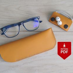 Leather simple Glasses Case sewing pattern PDF