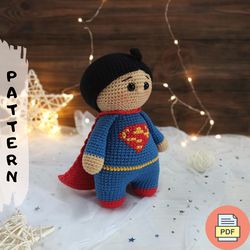 Baby Superman Amigurumi Crochet Pattern PDF, Superhero Doll Amigurumi Tutorial (ENG)