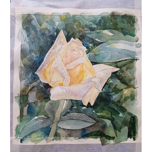 "Yellow Rose" Flower Original Wall Art Painting Watercolor Artwork