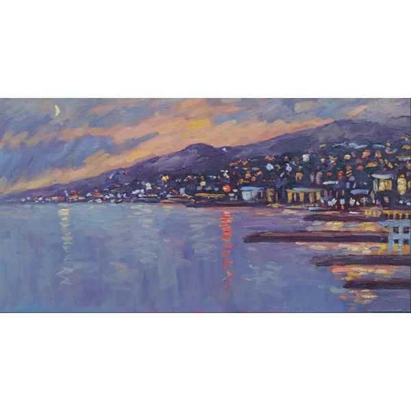 "Yalta" Oil Painting Original Art Seascape Landscape Small Picture