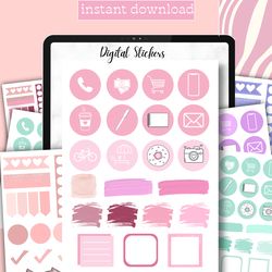 digital stickers goodnotes stickers for digital planner, pre-cropped & png