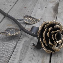Forged metal rose, Steel rose, Iron flower, Metal sculpture, Wrought iron, 11th Anniversary gift, Valentine's Day gift