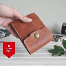 Leather bifold buttoned wallet pattern PDF
