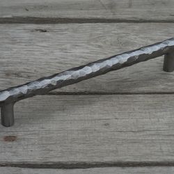 160 mm hand forged drawer pull type 8, 6 5/16'' pull handle, 6.3 in, wrought iron, cabinet cupboard wardrobe kitchen
