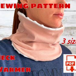reversible neck warmer sewing pattern, neck scarf sewing pattern, neck warmer snood scarf sewing pattern