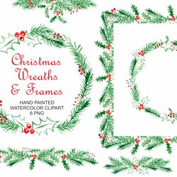 Christmas frames and borders, New year frame, Christmas wreath, PNG, Winter frame, Holiday border, fir branches