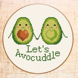 Lets Avocuddle cross stitch pattern Funny cross stitch Avocado love cross stitch Valentine's day xstitch DIY