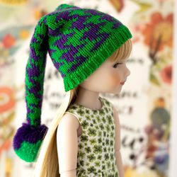 Elf hat with pompom for Ruby Red Fashion Friends doll for Christmas or Saint Patrick's day, doll accessory, doll costume