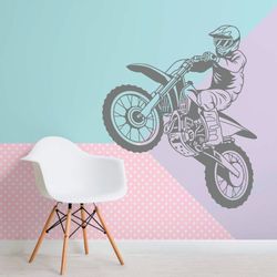 Motocross Sticker, Motorcycle Racing, Racer, Wall Sticker Vinyl Decal Mural Art Decor