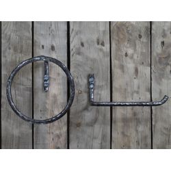 Set of  1 towel ring and 1 toilet paper holder,  Bathroom Accessories, Wrought iron, Hand forged, Blacksmith