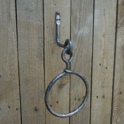 wrought iron towel ring,  bathroom accessories, wrought iron, hand forged, blacksmith, towel bar, towel holder