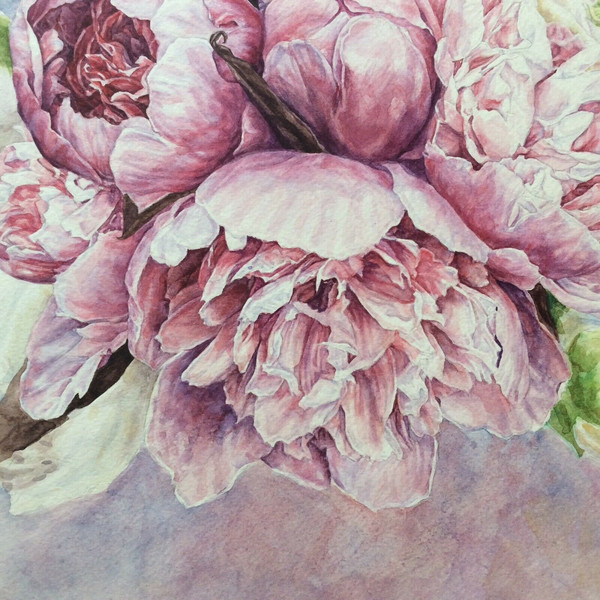 "Peony Fantasy", watercolor painting original wall art picture flower floral