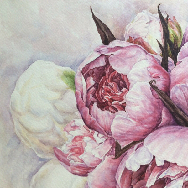 "Peony Fantasy", watercolor painting original wall art picture flower floral