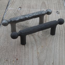 Hand forged drawer pull (type 2), 2 1/2'' pull handle, 64 mm, 2.5 in, wrought iron, cabinet cupboard wardrobe kitchen
