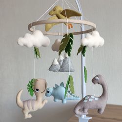 Dinosaur baby mobile nursery decor, crib mobile baby boy, baby shower gift, dinosaur nursery, pregnancy gift