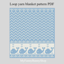 loop yarn finger knitted little whales baby blanket pattern pdf download
