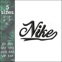 nike logo embroidery design, custom swoosh, 5 sizes