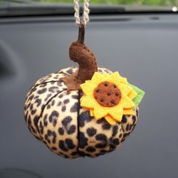 Felt pumpkins, Leopard print, Felt ornaments, Car accessories for teens, Car mirror hanging accessories, Cute car decor