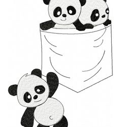 Panda. Machine embroidery design. Bear. Animal. Embroidered pocket. Embroidery scheme. Embroidery file. digital file.