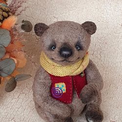 Amazing gift interior toy teddy bear Barty. Handmade artist collectible toy