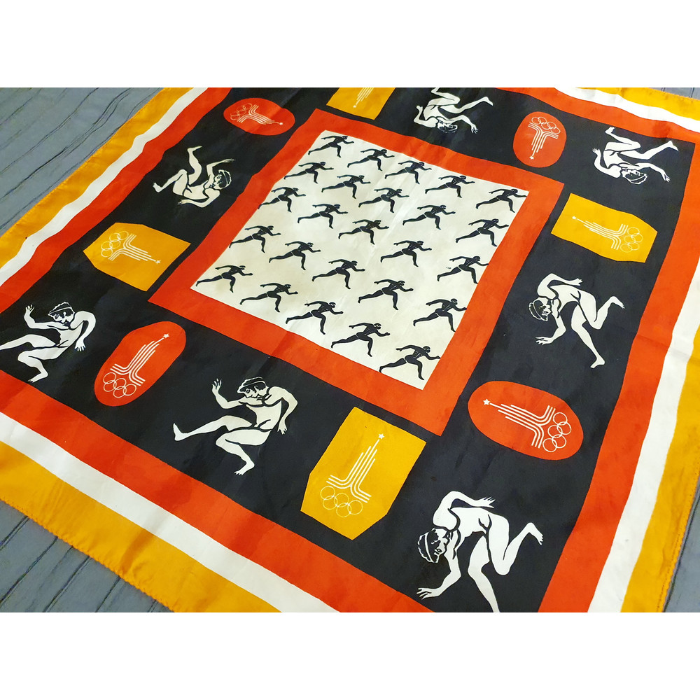 4 Vintage Souvenir SILK SHAWL HEADSCARF USSR Olympics Games Moscow 1980.jpg