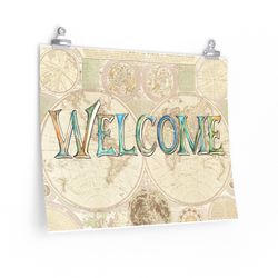 Welcome printable sign Letter on map digital home decor