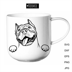 American Pit Bull Terrier SVG, Peeking Dog, Pitbull Lover Gift Mom Dad Card Shirt Cameo Cut file Cricut Vinyl Laser /33
