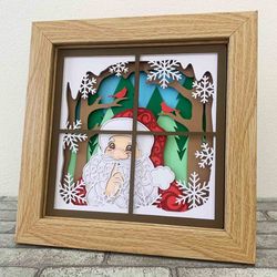 Peeking Santa Shadow Box SVG/ Christmas At The Window 3D Cardstock/ Christmas Decoration/ For Cricut/ For Silhouette