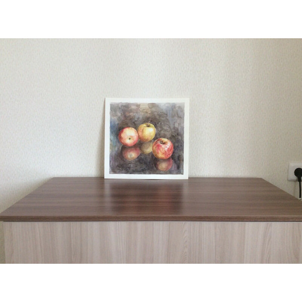 "Apples" watercolor original wall art painting picture still life fruit artwork