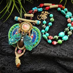 egyptian style necklace.  a boho style necklace is a personal gift for a friend.  unique handmade jewelry with amber