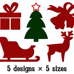 mini christmas embroidery designs. five little christmas ornaments. embroidery designs trendy. instant download.
