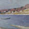 "April landscape"  Oil Painting Original Art Spring River Picture
