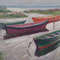 "Lake Pleshcheyevo"  Oil Painting Original Art Landscape with boats