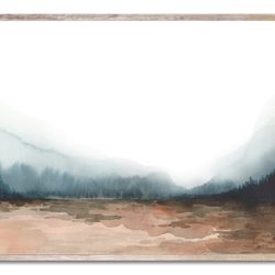 Autumn Landscape Art Print Fall Forest Watercolor Painting Smoky Landscape Wall Art Foggy Forest Pine Trees Print
