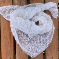 Mohair Wrap Knitted Lace shawl for Woman hand knitted Lace wedding shawl