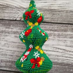 Beaded christmas tree ornaments, handmade beaded tree ornament, Christmas tree