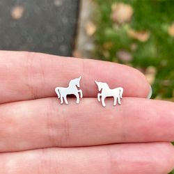 Unicorn stud earrings, Stainless steel earring for girls
