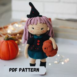 Amigurumi pattern witch doll Halloween crochet PDF