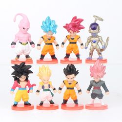 8pcs Set Dragon Ball Z Super Saiyan Son Goku Vetega Gotenks Cake Topper Mini Gift