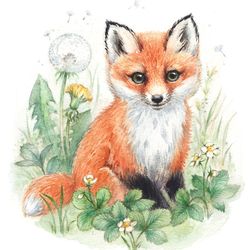 Fox painting, red fox art print, fox print