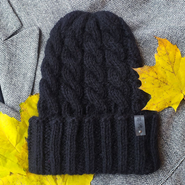 Warm-black-womens-hand-knitted-hat-1