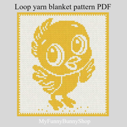 Finger knitted loop yarn Chicken blanket pattern PDF instant download
