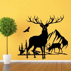 Wildlife, Deer In The Forest, Hunting, Fishing, Car Stickers Wall Sticker Vinyl Decal Mural Art Decor
