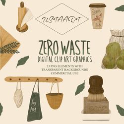 Zero Waste Lifestyle Clipart PNG, eco illustrations, Eco friendly clipart, sustainable living clipart, sustainability