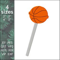 Basketball Lollipop Embroidery Design, ball candy, 4 sizes