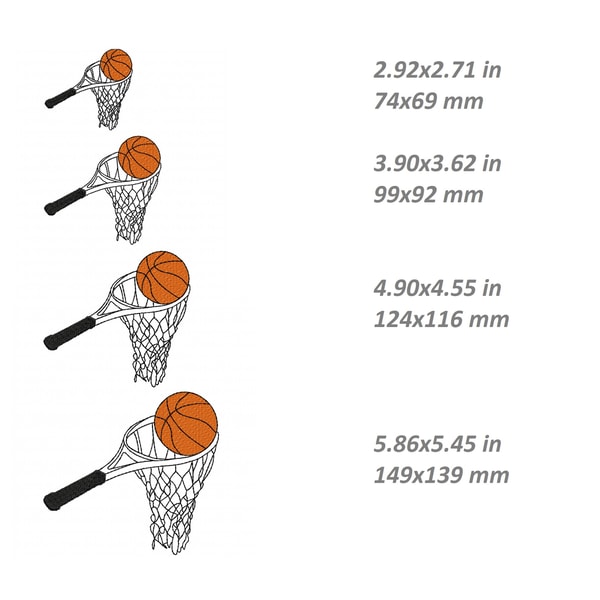 Basketball Racket Basketball racket Embroidery Design, tennis ball, 4 sizes | Inspire Uplift
