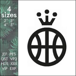 Basketball Crown Embroidery Design, king ball, 4 sizes